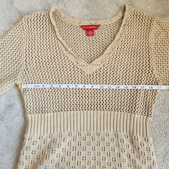 Y2K Vintage 2000s Babydoll Crochet Knit Top Sweater Empire Waist Size Large - Picture 9 of 11
